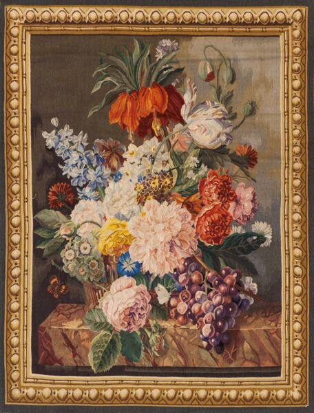 Flowers & Grapes Still Life Handwoven Tapestry