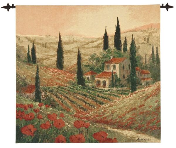 Poppyfields of Tuscany Woven Art Tapestry - 4'4